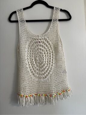 BONGO White Open-Knit Crochet Tank Top